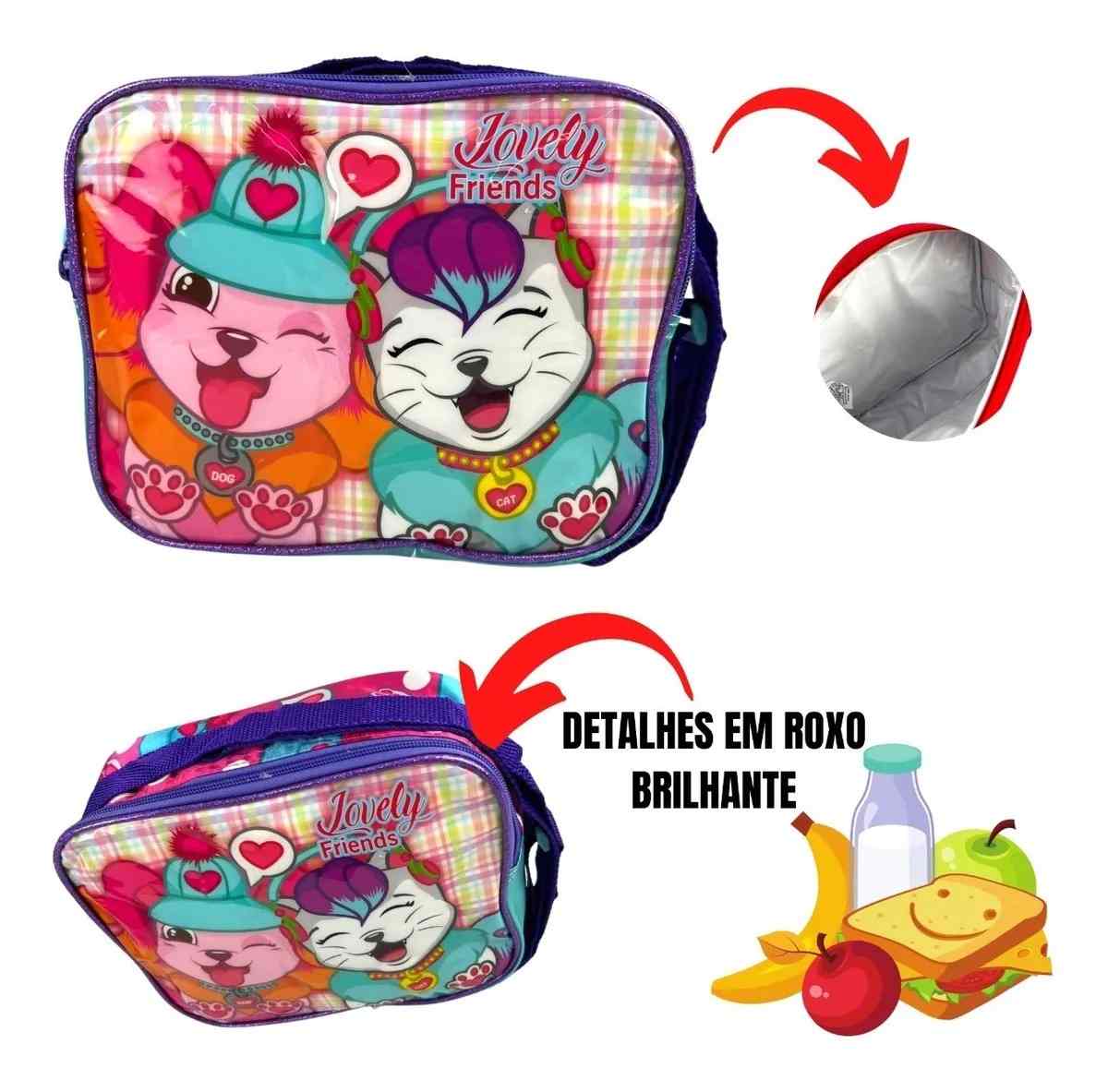 MOCHILA GATOS AMIGOS  LANCHEIRA   ESTOJO